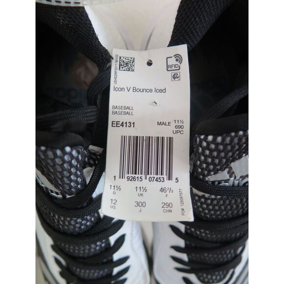 adidas EE4131 Men Sz 12 White/Black Icon V Bounce Iced Out Metal Baseball Cleats - Picture 7 of 10